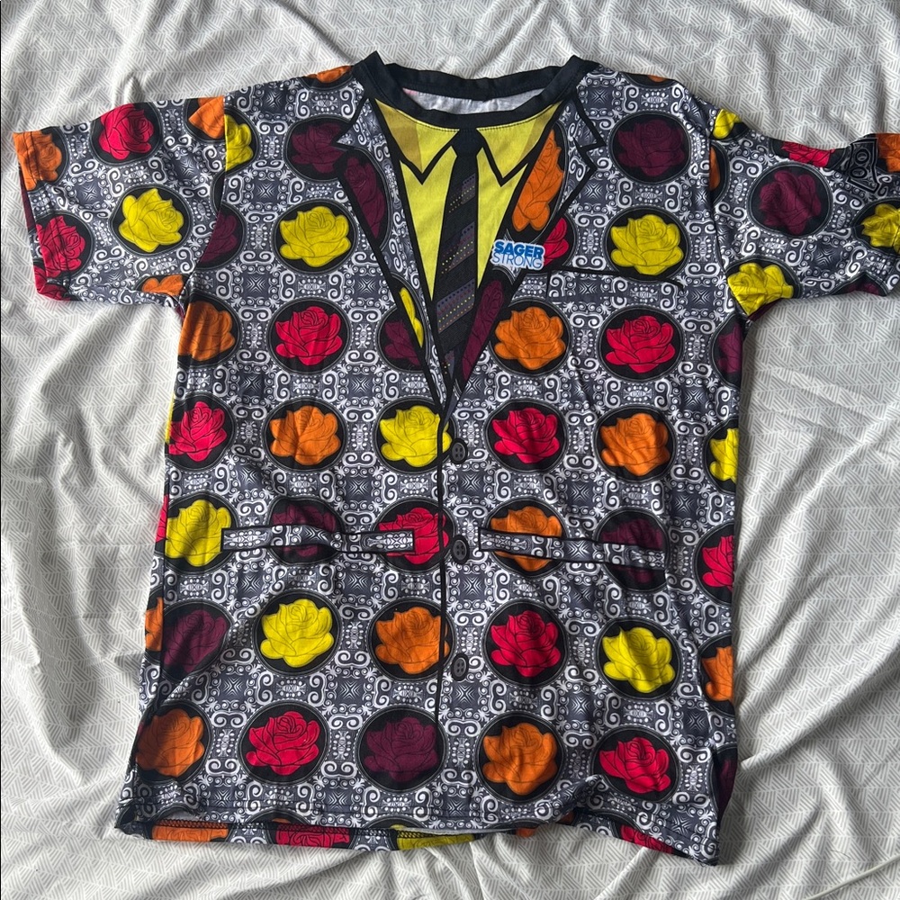 Sager strong  Men's Short Sleeve Tee with Colorful Floral Design